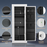 KAER Fireproof Gun Safe Biometric 20 Gun Safe for Rifles and Pistols 30 Minute Fire Protection Heavy-Duty Fingerprint Gun Cabinet for Shotguns with Digital Keypad, Large Quick Access (White) KAER