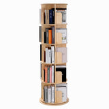 Rotating 360° Bookshelf in Yellow - 5-Tier Solid Wood Corner Organizer for Small Spaces hhgrapehh