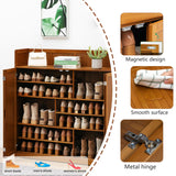 WMIASIN Bamboo Shoe Storage Cabinet with Doors, Shoe Cabinet for Entryway, 6 Tier Freestanding Shoes Heels Sneakers Shoe Rack Shelf, 36-40 Pairs Entryway Shoe Cabinet with Drawers for Hallway, Brown WMIASIN