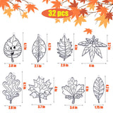 Suncatcher Kit 32 Sets Fall Leaf Suncatchers Window Art Paint Sun Catcher DIY Craft Kits Autumn Maple Leaf Sun Catchers Bulk for Classroom Thanksgiving Harvest Party Art Project Decoration AUEKIV