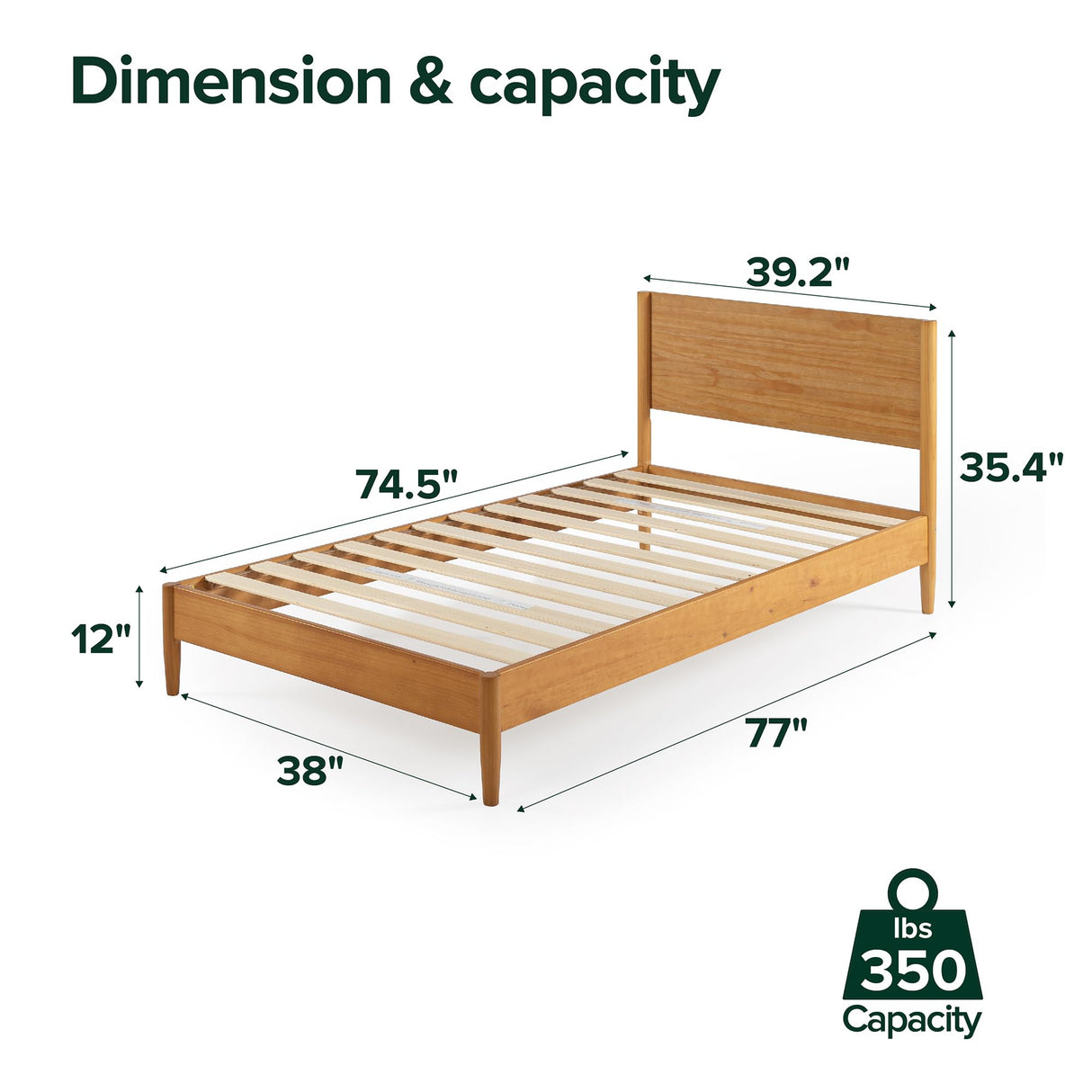 ZINUS Allen Mid Century Wood Platform Bed Frame, Solid Wood Foundation, Wood Slat Support, No Box Spring Needed, Easy Assembly, Twin Zinus