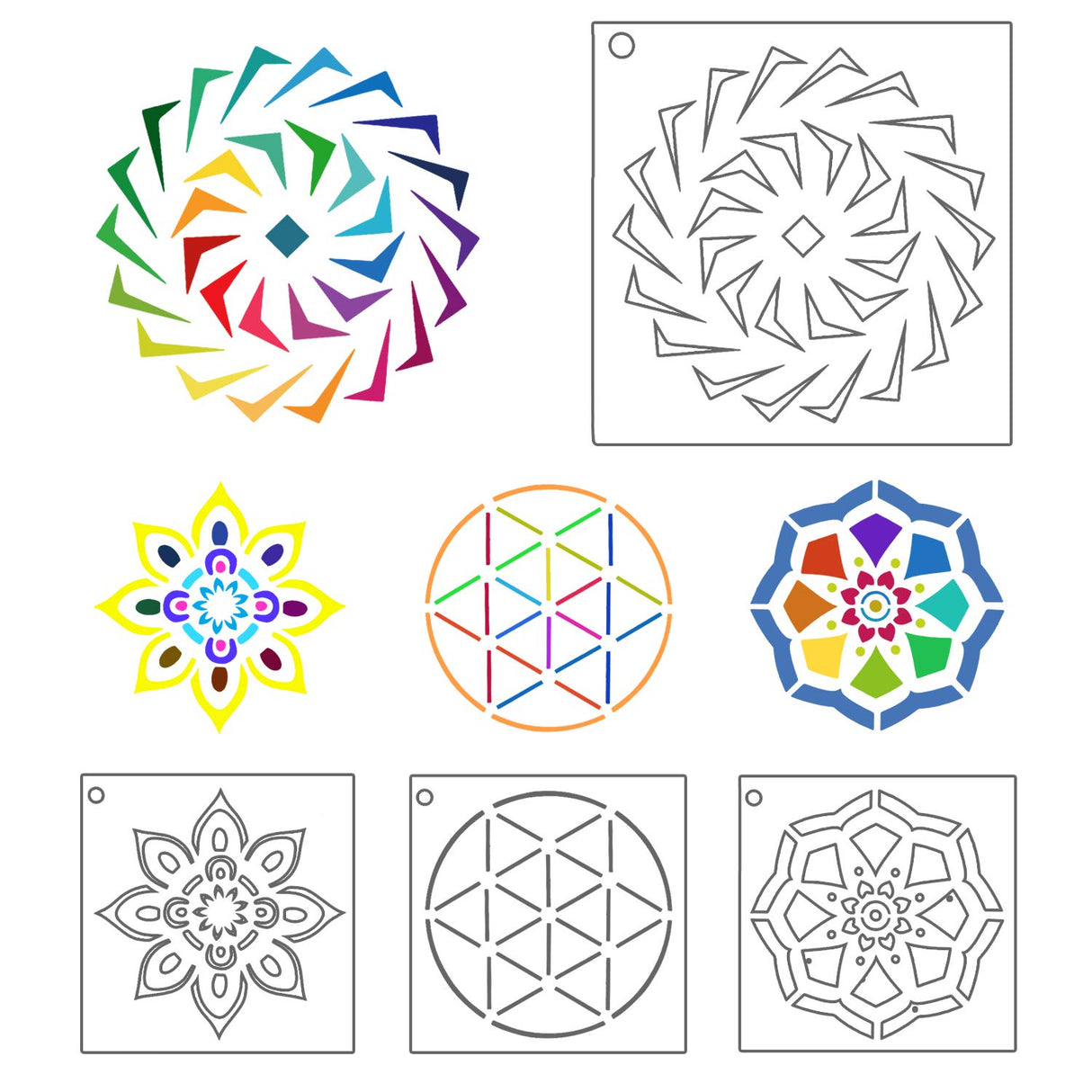 Augshy Mandala Stencils, 56 Pack Mandala Dot Painting Stencils for DIY Rock Art Projects on Wood Furniture Decoration (3.6x3.6 inch) Augshy