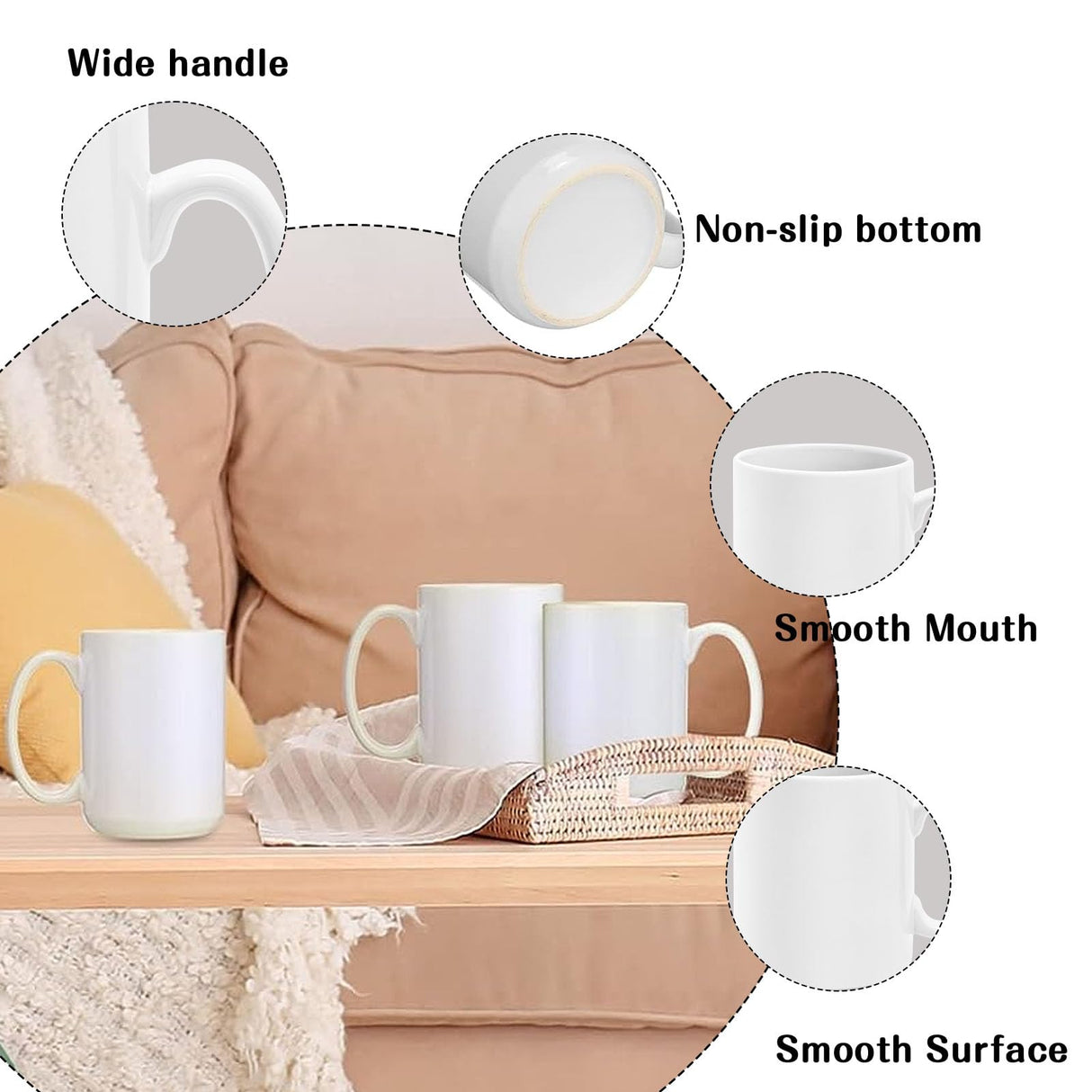 KisSealed Set of 12 Sublimation Mugs Blank,15oz Coffee Mugs White Ceramic Sublimacion Cups with Box,Bulk Mugs for Coffee Tea Latte Hot Cocoa,Tazas Para Sublimacion KisSealed