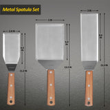 Stainless Steel Spatula Set, Grill Spatula Set with Full Tang Handle & Beveled Edges, Long Wide Spatula for Cast Iron Griddle BBQ Flat Top Grill, Pancake Spatula, Smash Burgers Metal Spatula Vovoly