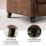 IOMOR Push Back Recliner Chair Faux Leather Lounge Armchair with Rivet Decoration Wingback Single Sofa Chair with Padded Seat Solid Wood Legs for Living Room, Chocolate IOMOR