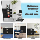 Greenvelly 9 Door Storage Locker for Employee, Metal Locker for Office, Gym, Shool, Lockable Black Steel Locker with Lock and Card Slot for Home,Garage Greenvelly