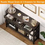 FATORRI Rustic 6 Cube Storage Organizer Bookshelf with 3 Drawers, Short Low Horizontal Bookshelf for Living Room, Industrial Wood and Metal Cubby Bookcase for Home Office (Walnut Brown, 47 Inch) FATORRI