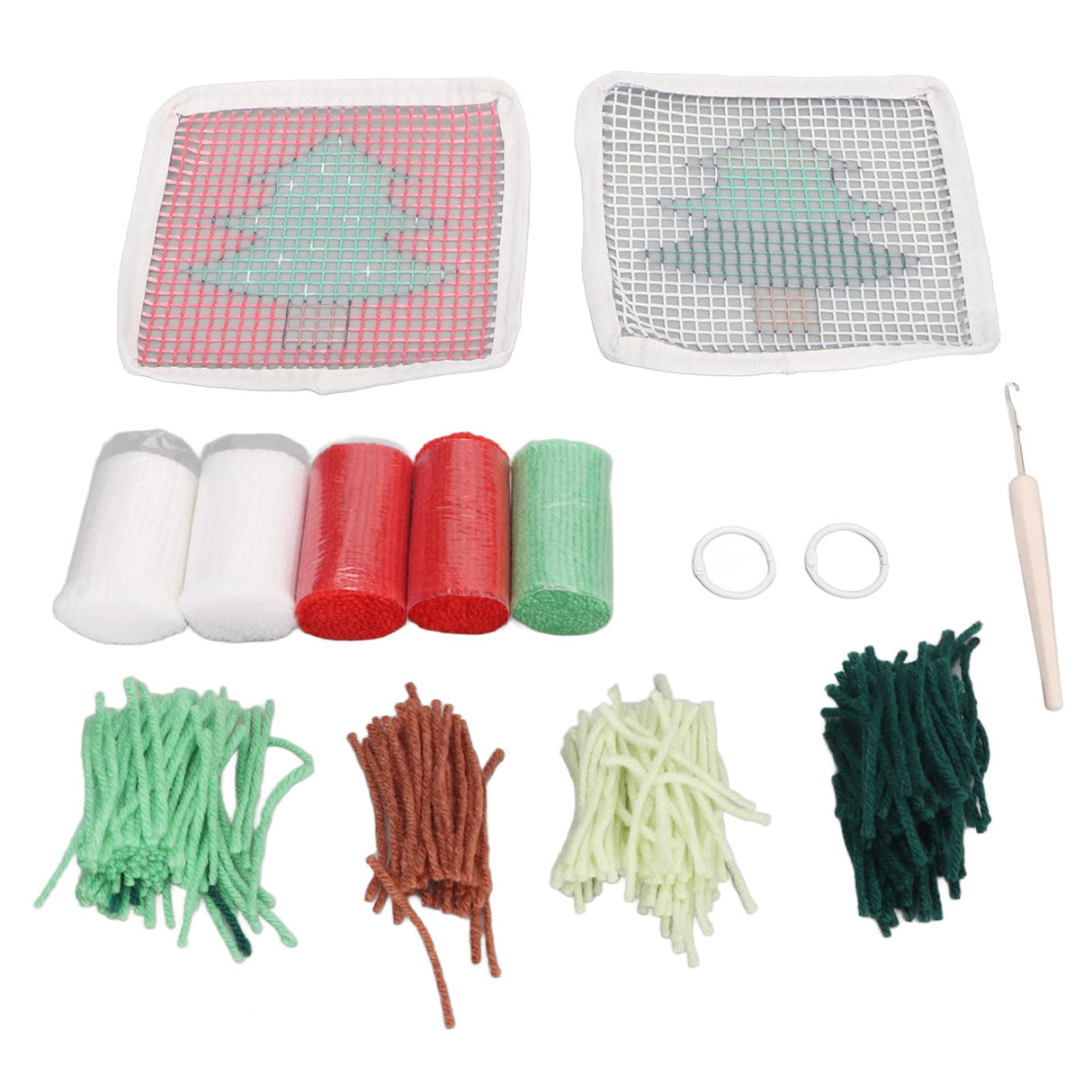Tgoon Latch Hook Rug Kit , Christmas Tree Pattern Latch Hook Cup Mat Simple to Use Comfortable Touch Enough Quantity for DIY , Cute Mini Rug Sewing Set Latch Hook Kits for Kids Tgoon