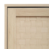 Rattan Armoire Wardrobe Closet with Drawers - 65" Tall Clothing Storage Cabinets with 2 Woven Doors 2 Drawers, Freestanding Wood Wardrobe Cabinet with Storage Cube & Hanging Rod for Bedroom (Natural) mixtavie