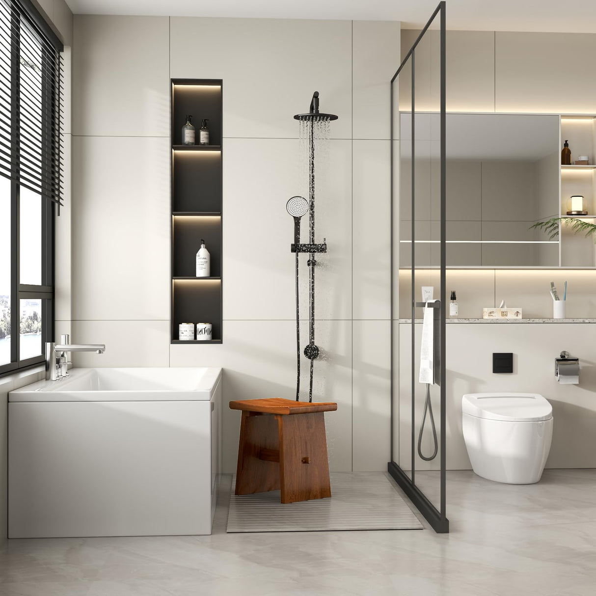 Solid Wood Accent Stool 18" Teak Shower Bench Rustic Garden Seating Chair for Inside Or Gardening Decor Outdoor Furniture RUBAPOSM