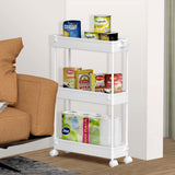 SPACELEAD Slim Storage Cart 3 Tier,Bathroom Organizer Rolling Utility, Mobile Shelving Unit Slide Out for Office, Kitchen, Laundry Room & Narrow Places,White SPACELEAD