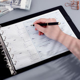 Antner 7 Ring Business Checkbook Binder for Business Checks, 600 Checks Capacity, PU Leather Check Binder with Zipper Pouch, Executive Check Book Binder Holder Portfolio for 9 x 13 Sheets, Black Antner