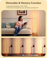 EDISHINE LED Corner Floor Lamp, Modern Slim Dimmable Light, Adjustable Height, 57.5" Minimalist Tall Lamp for Living Room, Bedroom, Office, 3000K Warm White Light (Gold) EDISHINE