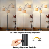 Dimmable Floor Lamp - 3 Lights Arc Floor Lamps for Living Room, 1000LM Modern Tall Standing Lamp With Beige Shades & Heavy Base, Mid Century Tree Floor Lamp for Bedroom Office, 3 LED Bulbs Included Nintiue