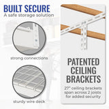 SafeRacks 4 ft x 8 ft Overhead Storage Rack Adjustable 24 in - 45in Height (White) With Accessory Pack With 5-Piece Hook Accessory Pack SafeRacks