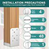 SPACEEUP 4x4 Post Base, Internal 3.5" x 3.5" Post Anchor 4pcs Adjustable Post Base Stainless Steel Concrete Post Anchor for Pavilion Deck Railing Support Decorative Anchor Plate SPACEEUP