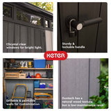 Keter Artisan 9 x 7 Foot Large Modern Design Outdoor Shed Durable Resin Backyard Furniture for Lawn Equipment, Bikes, and Gardening Tools, Gray/Black Keter