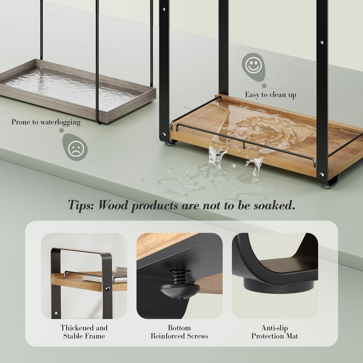 Delamu 2-Tier Bathroom Counter Organizer, Wood Vanity Organizer Countertop for Skincare & Makeup, Multi-Purpose Vanity Bathroom Shelf for Coffee Station Kitchen Storage and Organization Delamu