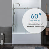 WOODBRIDGE 60" Acrylic Rectangular Alcove Soaking Bathtub in White with Left Drain, Brushed Nickel pop-up Drain Included, LB428-L WOODBRIDGE