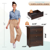 WLIVE Tall Nightstand with Charging Station, Wood Nightstand with 3 Drawers, Side Table for Bedroom, Dorm, End Table with 2 USB Ports and 2 AC Outlets, Bedside Table, Espresso WLIVE