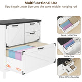 Lateral File Cabinet with 4 Drawers Farmhouse File Cabinet for Letter/Legal/A4 Size Hanging Files, Large Wood File Storage Cabinets Printer Stand for Home Office Cabinet, White and Black Halitaa