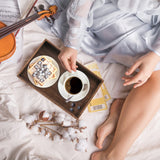 TOPZEA 3 Pack Rustic Wood Serving Tray with Handle, Farmhouse Wooden Coffee Table Tray Rectangular Kitchen Food Breakfast Tray Decorative Ottoman Tray for Coffee, Tea, Table Centerpieces Decor TOPZEA