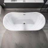 WOODBRIDGE 67" Acrylic Freestanding Bathtub Contemporary Soaking Tub with Brushed Nickel Overflow Overflow and Drain,White,B0010-BN WOODBRIDGE