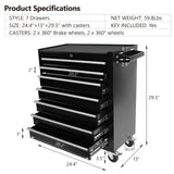 YSJZYBF 7 Drawers Rolling Tool Chest with Wheels Tool Box Organizer with Large Storage Cabinet Removable Portable Tool Cabinet with Locking System YSJZYBF