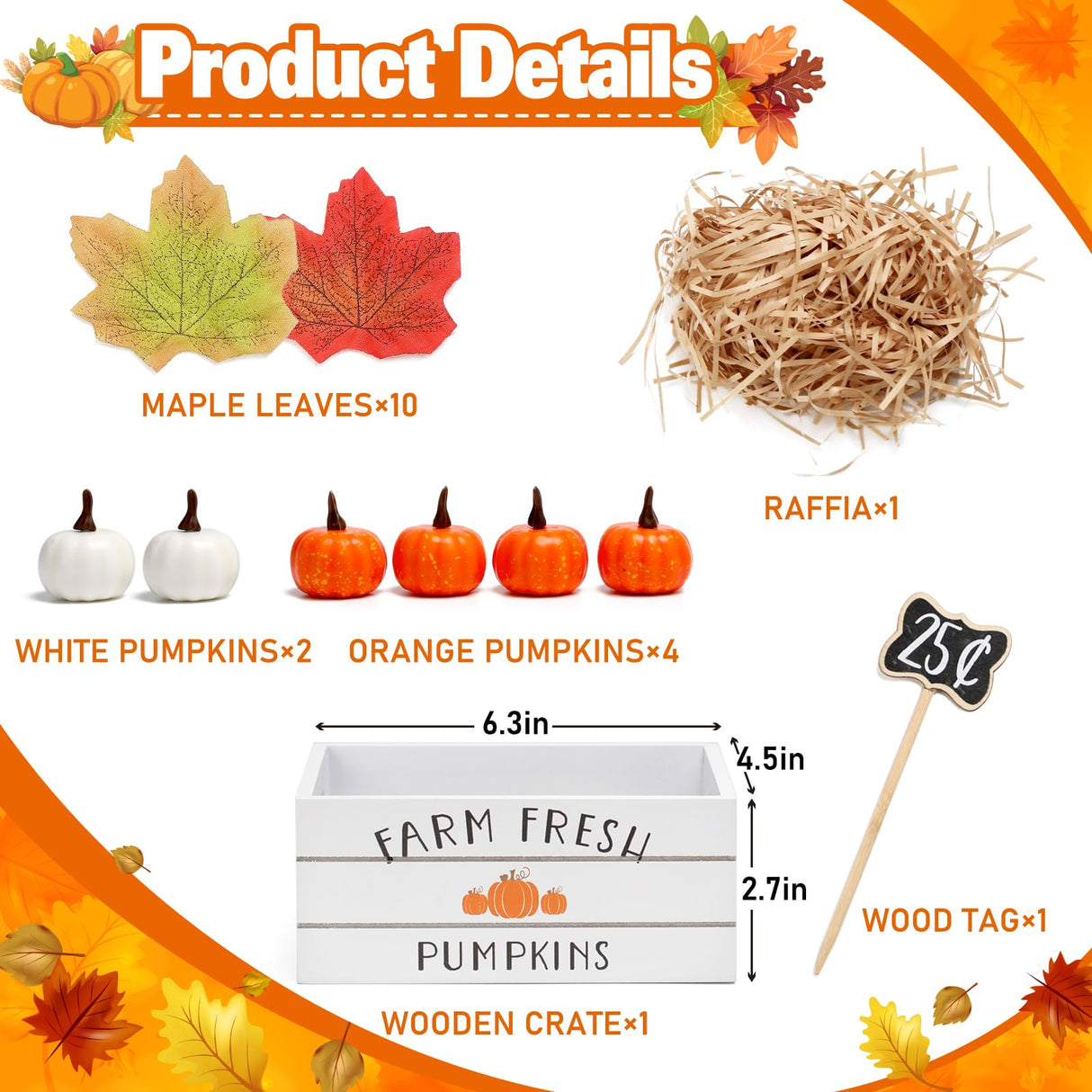 Fall Thanksgiving Tiered Tray Decor, Fall Pumpkin Mini Wood Crate Decorations Set, Farmhouse Table Centerpiece Decor Kit for Fall Decor KORMMCO