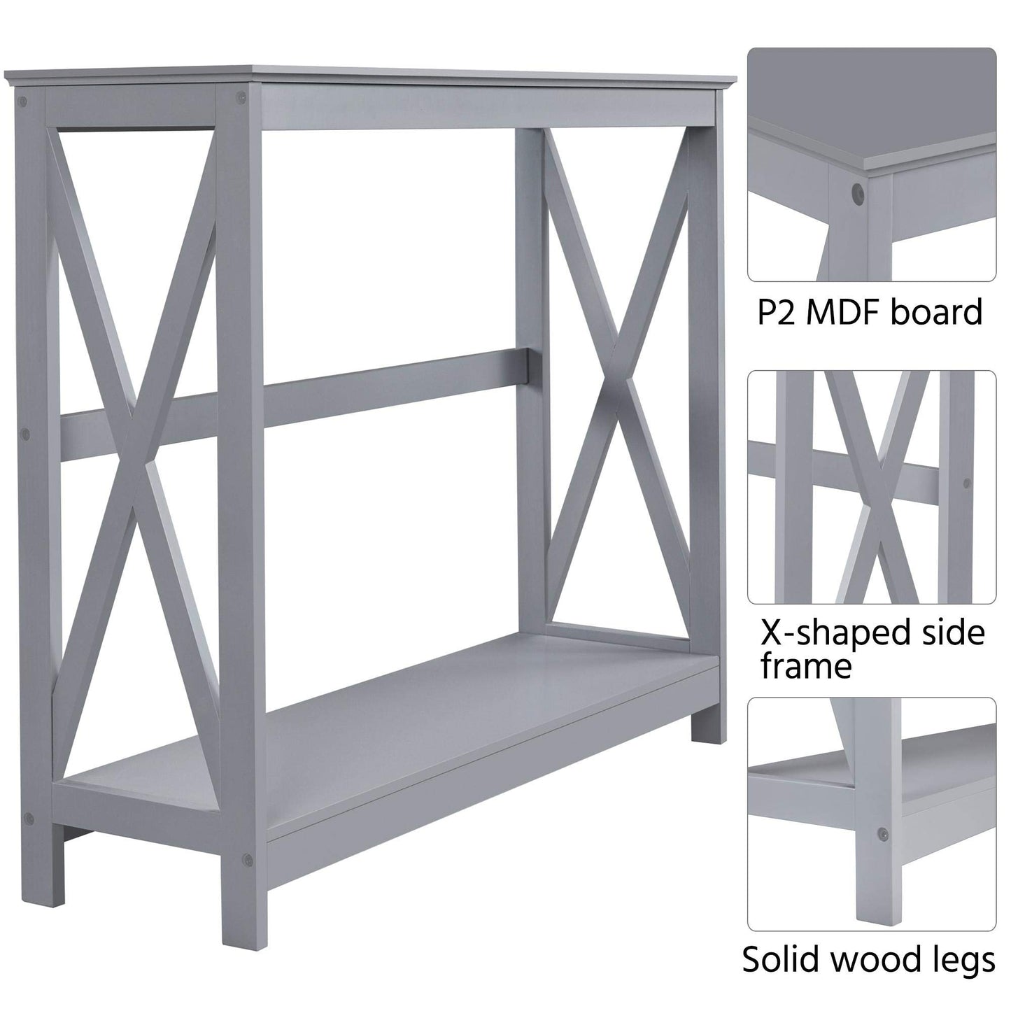 Yaheetech Grey Console Table with 2-Tier Storage for Entryway or Living Room - WoodArtSupply