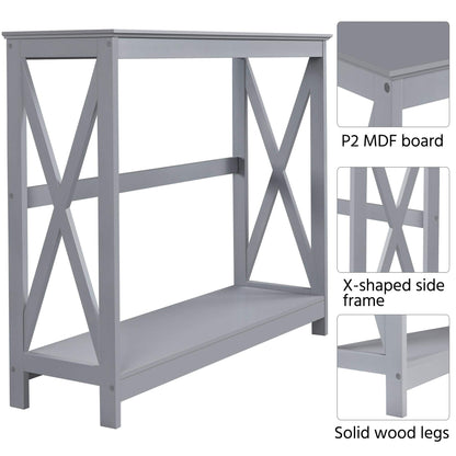 Yaheetech Grey Console Table with 2-Tier Storage for Entryway or Living Room - WoodArtSupply