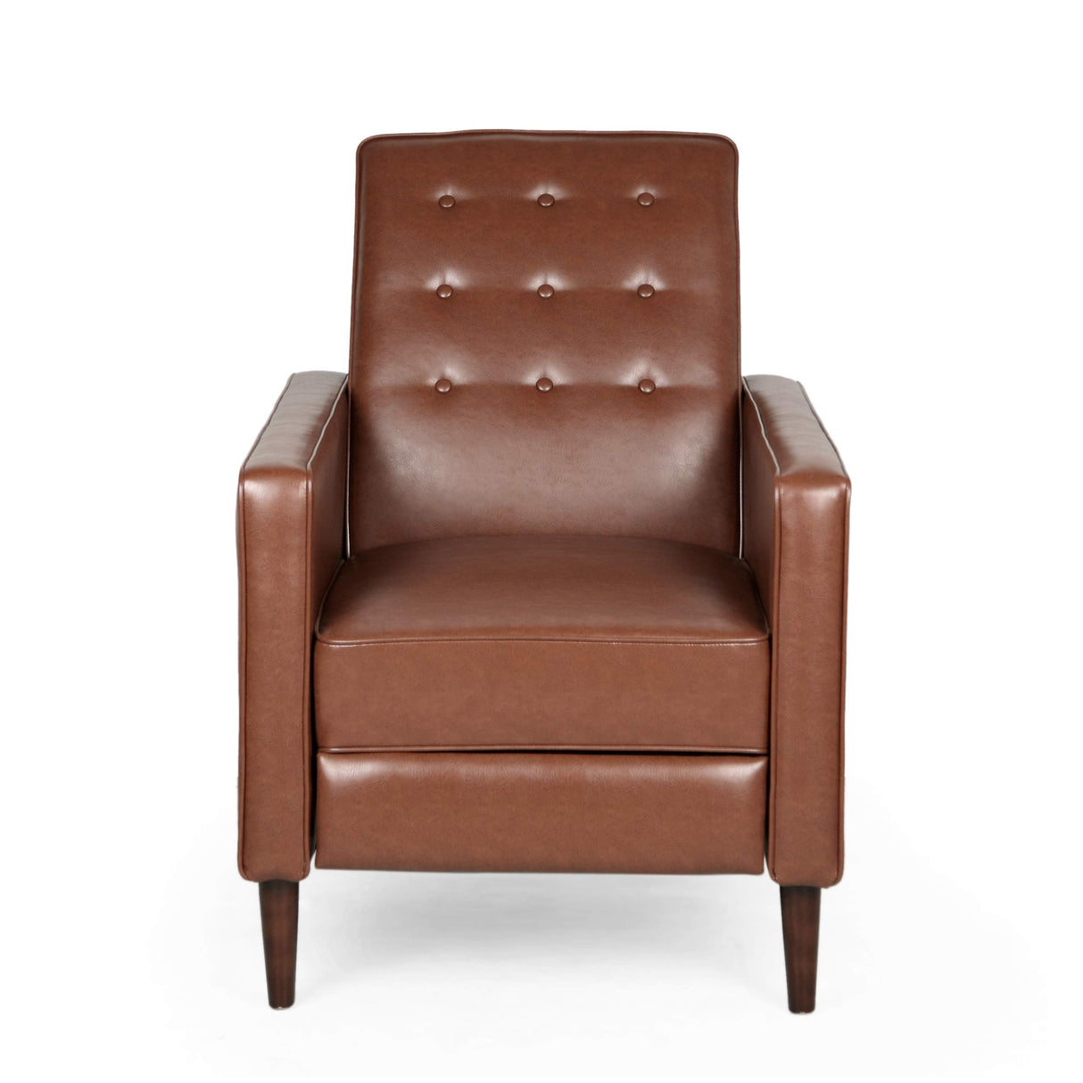 Christopher Knight Home Randolph Mid-Century Modern Button Tufted Recliner, Cognac Brown and Dark Espresso Christopher Knight Home