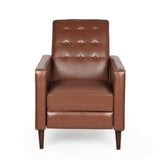 Christopher Knight Home Randolph Mid-Century Modern Button Tufted Recliner, Cognac Brown and Dark Espresso Christopher Knight Home