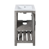 Merax 16" Farmhouse Bathroom Vanity with Sink, Freestanding Small Bathroom Vanity Storage Cabinet with Open Shelf, Solid Wood Frame, Ceramic Sink Merax