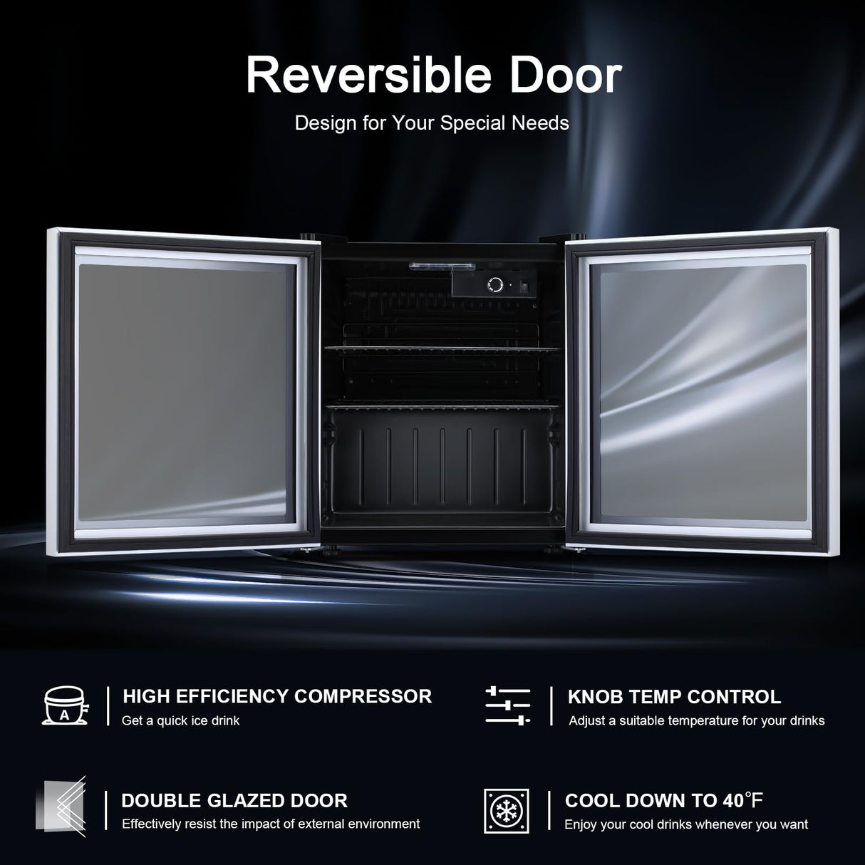 Antarctic Star Mini Fridge Cooler - 60 Can Beverage Refrigerator Glass Door for Beer Soda or Wine –Small Drink Dispenser Machine Removable for Home, Office or Bar, 1.6cu.ft. Antarctic Star