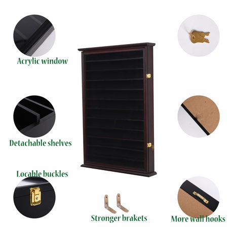 144 Shot Glass Display Case - Large Wall-Mounted Shadow Box with UV Protection, Perfect for Home Decor | Wall-Mounted Cabinet Curio Shadow Box for Action Figures Small Figurines Rack Lockable Door ARRAWIS