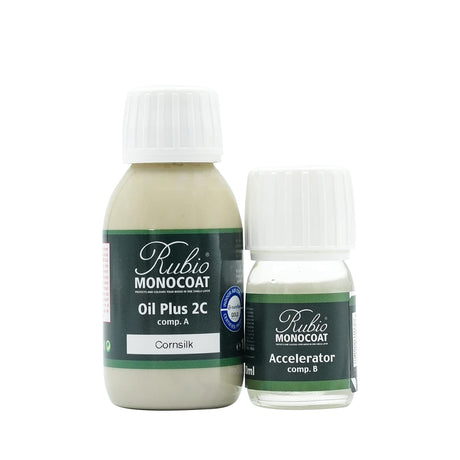 Rubio Monocoat Wood Stain & Finish 65 ft² - Cornsilk | Oil Plus 2C | Quick-Dry, Eco-Friendly Linseed Wood Oil for Indoor Use, Includes Accelerator (Part B) | Protector | 130 ml Rubio Monocoat