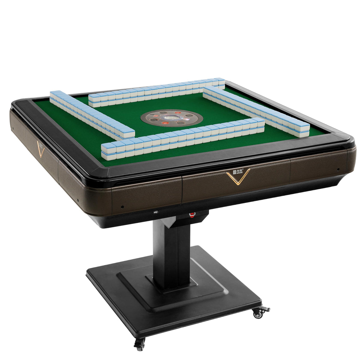 Foldable Automatic Mahjong Table with Wheels 44mm Tiles with 2 Sets of Numbered Tiles (Blue & Green) Suitable for Chinese, Americans, Mahjong Sets for Home & Outdoor Leisure, Gifts For Mahjong Players RISAR
