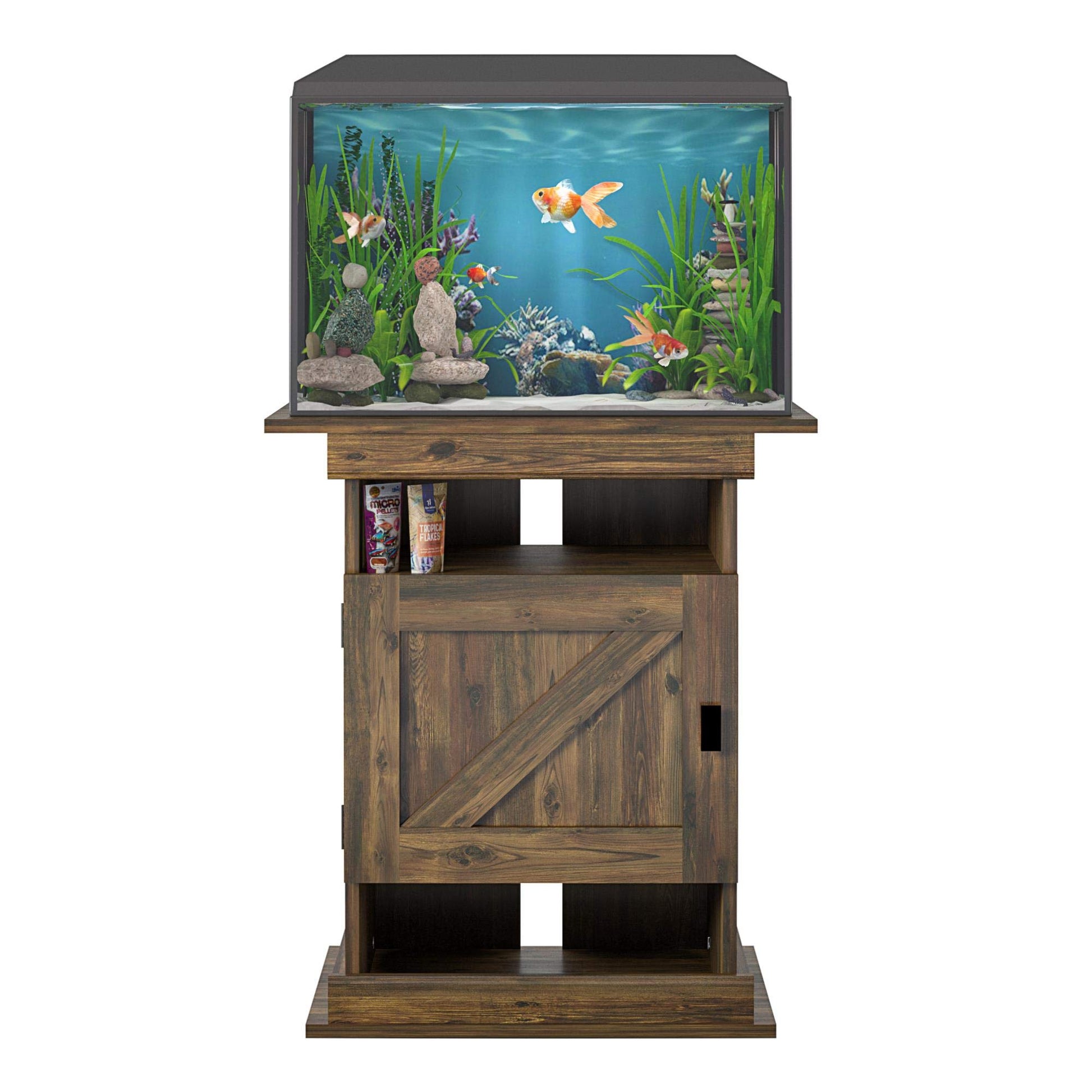 Flipper Farmington Aquarium Stand, Rustic - WoodArtSupply