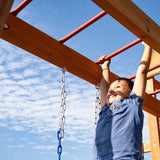 Dolphin Playground Monkey Bars for Backyard, Wooden Swing Sets for Backyard with Trapeze Swing Bar and 2 Belt Swings, Outdoor Monkey Bars for Kids, Outdoor Playset, Kids Outdoor Play Equipment DOLPHIN PLAYGROUND T