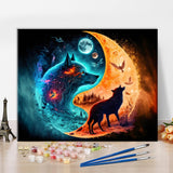Wolf Oil Paint by Numbers Kit for Adults Yin Yang Orange Blue Animals Paint by Numbers Abstract Colorful Wolf Paint by Numbers Kits on Canvas DIY Paint by Numbers for Adults Beginner 16x20inch Rebotipy