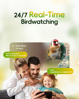 Hibird 4K HD Smart Bird Feeder Camera Solar Powered, 2.4G/5G Dual WiFi Wireless Outdoor, 6X Slow Motion Auto Bird Video Capture, Instant Notifications, AI Identify 10000+ Species for Bird Lover Camojojo
