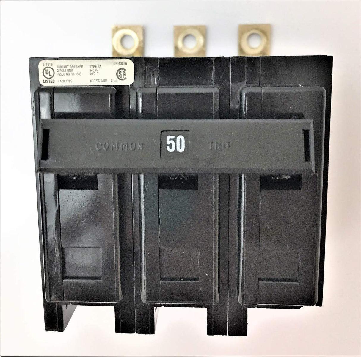 1- CUTLER HAMMER Eaton 50A 3P CIRCUIT BREAKER, BAB3050H 3-POLE Eaton