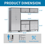 FLIXELIO Garage Storage Cabinets System 5PCS Workshop Set with Drawers Locking Heavy Duty Rolling Cart with Adjustable Shelves Garage Tool Workbench Cabinets (5 PCS-2) FLIXELIO