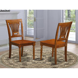 East West Furniture Plainville Dining Stylish Back Wood Seat Kitchen Chairs, Set of 2, Saddle Brown East West Furniture