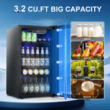 Antarctic Star Beverage Refrigerator -120 Can Mini Fridge for Soda Beer or Wine,Small Drink Dispenser, For Office or Bar with Adjustable Removable Shelves，Convertible Door ，3.2 Cu.Ft Antarctic Star