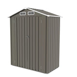 5x3 FT Metal Outdoor Storage Shed, Waterproof Garden Tool Shed with Pitched Roof & Lockable Door, Compact Backyard Storage for Bikes, Lawn Equipment, Patio Furniture, Easy Assembly Utility Shed, Gray Suwopmvy