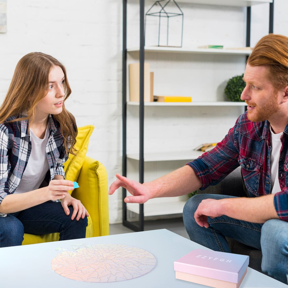 ZZYFGH Unique Jigsaw Puzzle, Impossible Challenge 141 Pieces Round Broken Color Changing Iridescent Acrylic Puzzles Game for Adult ZZYFGH