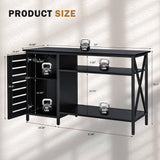 WARCAT 55-75 Gallon Aquarium Stand, Fish Tank Stand, Support up to 1200 lbs, 52" L x 19.68" W Tabletop, Built-In Power Outlet, Dual Storage Cabinets and Shelves (Black) WARCAT