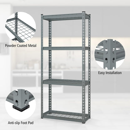 Goplus 4-Tier Metal Shelving Unit, 2 Pack Heavy Duty Wire Storage Rack with Anti-Slip Foot Pads, Height Adjustable Shelves for Warehouse, Kitchen, Living Room, Garage, 12" D x 27.5" W x 60" H